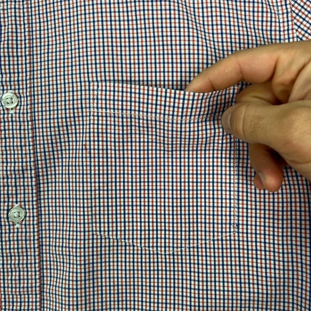 J Crew Shirt Mens Large Button Down Long Sleeve Red Blue Plaid Gingham‎